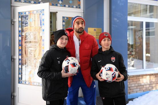 Members of Russian national football team vote at Russian presidential election