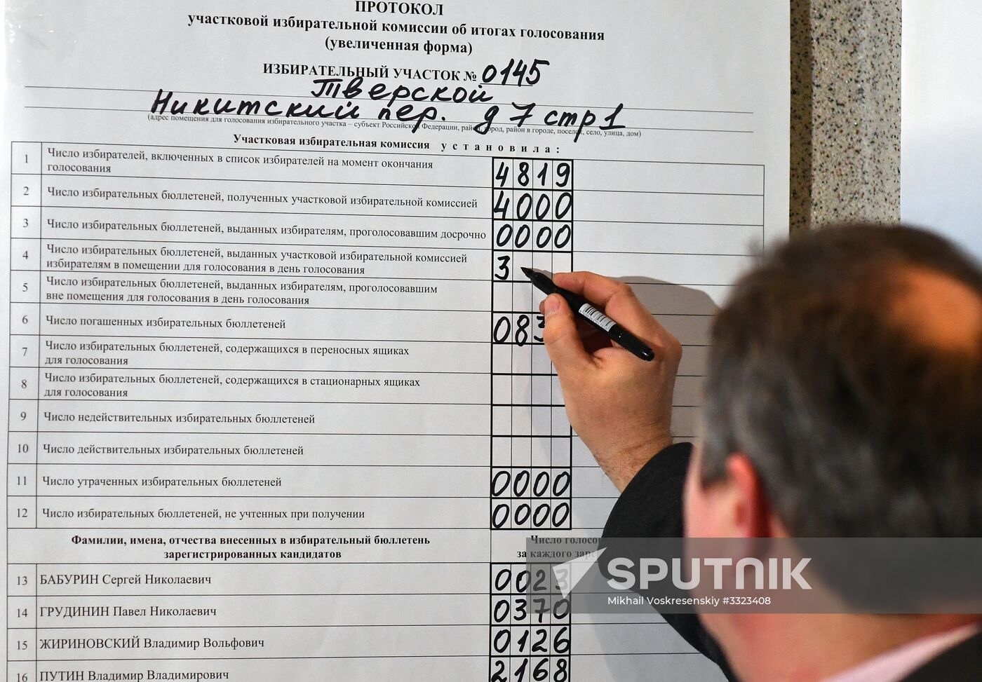 Votes counted at Russian presidential elections