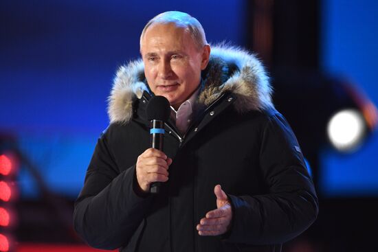 President Putin at concert and meeting in Moscow celebrating Crimea’s reunification with Russia
