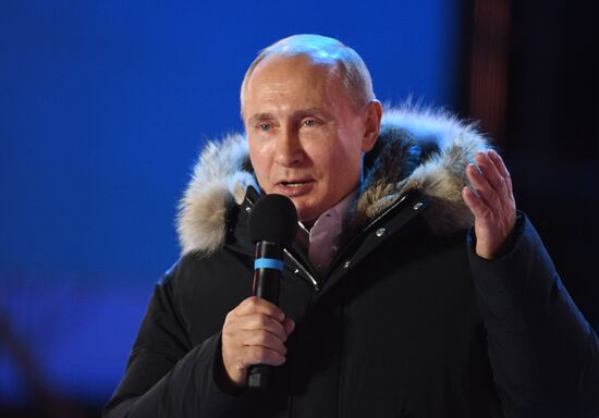 President Putin at concert and meeting in Moscow celebrating Crimea’s reunification with Russia