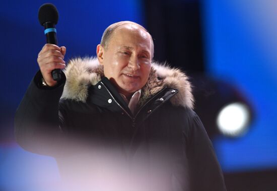 President Putin at concert and meeting in Moscow celebrating Crimea’s reunification with Russia