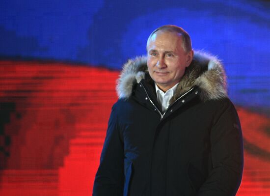 President Putin at concert and meeting in Moscow celebrating Crimea’s reunification with Russia