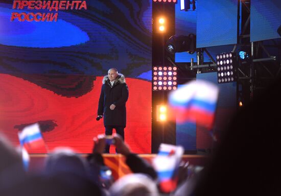 President Putin at concert and meeting in Moscow celebrating Crimea’s reunification with Russia
