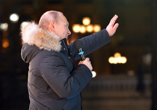 President Putin at concert and meeting in Moscow celebrating Crimea’s reunification with Russia