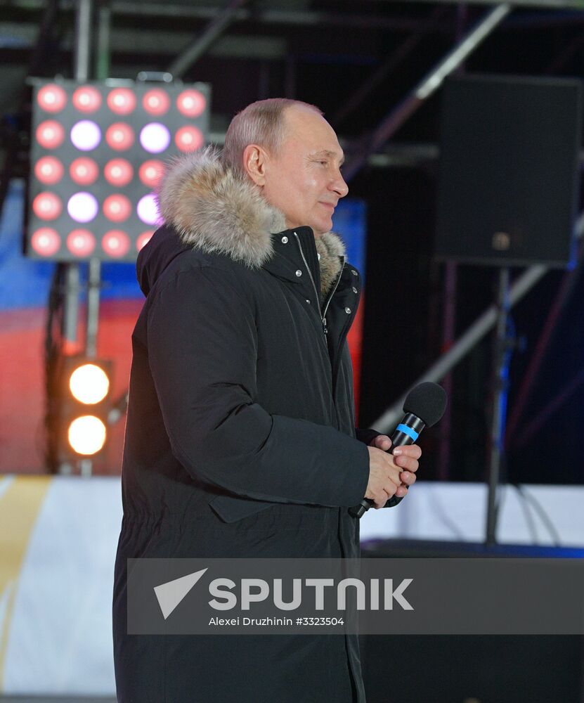 President Putin at concert and meeting in Moscow celebrating Crimea’s reunification with Russia