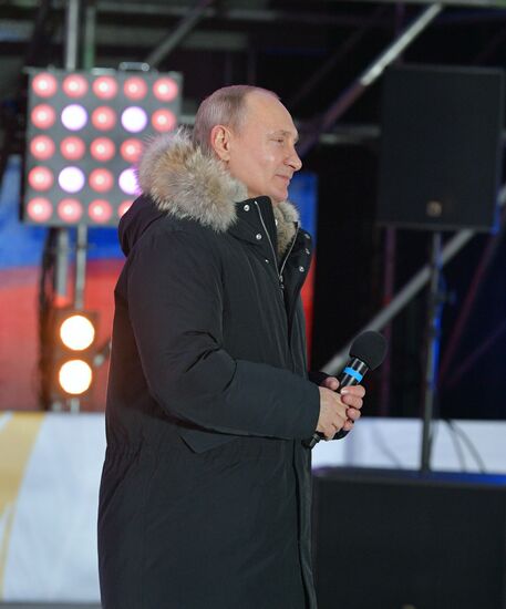 President Putin at concert and meeting in Moscow celebrating Crimea’s reunification with Russia