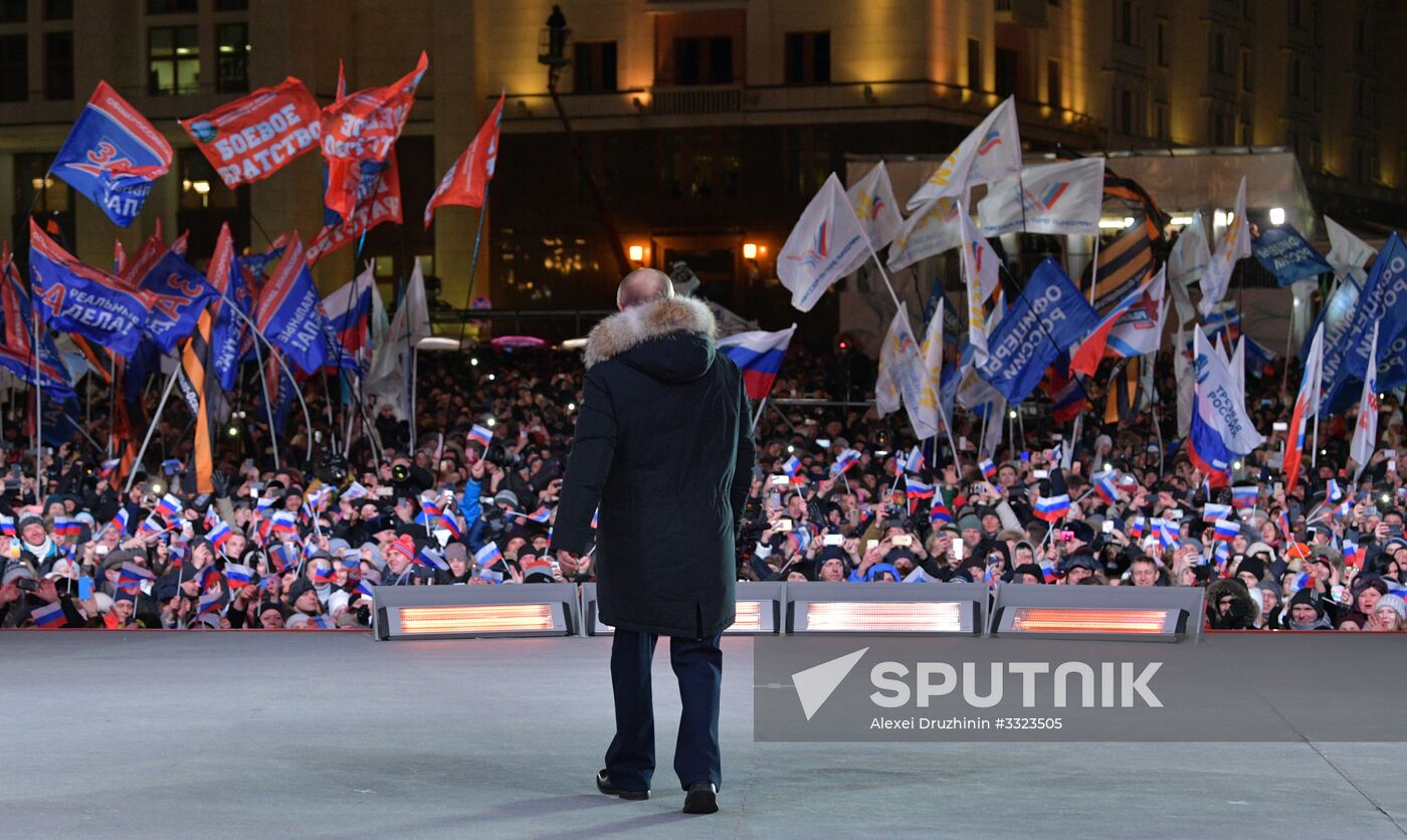 President Putin at concert and meeting in Moscow celebrating Crimea’s reunification with Russia