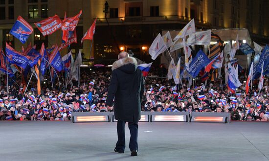President Putin at concert and meeting in Moscow celebrating Crimea’s reunification with Russia