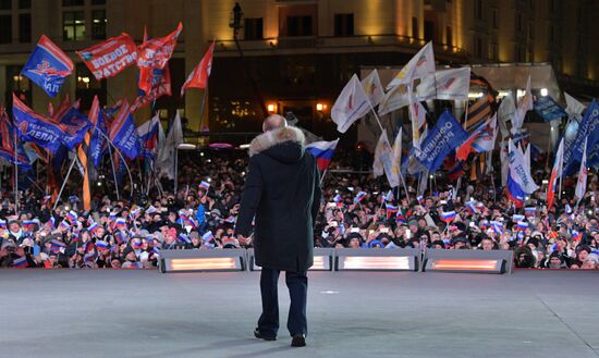 President Putin at concert and meeting in Moscow celebrating Crimea’s reunification with Russia