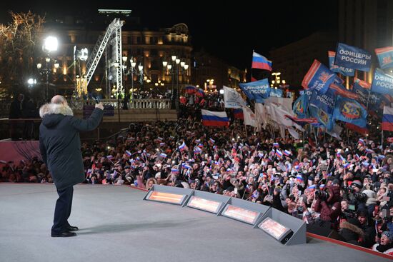 President Putin at concert and meeting in Moscow celebrating Crimea’s reunification with Russia