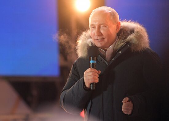 President Putin at concert and meeting in Moscow celebrating Crimea’s reunification with Russia
