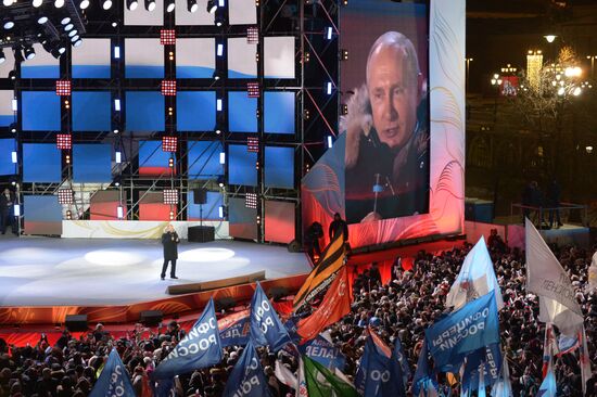 President Putin at concert and meeting in Moscow celebrating Crimea’s reunification with Russia