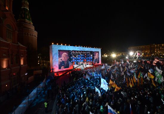 President Putin at concert and meeting in Moscow celebrating Crimea’s reunification with Russia