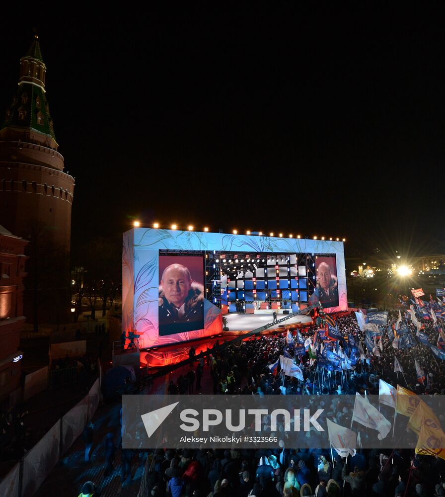 President Putin at concert and meeting in Moscow celebrating Crimea’s reunification with Russia