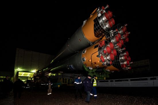 Soyuz-FG carrier rocket with Soyuz MS-08 crewed spacecraft moved to launch pad