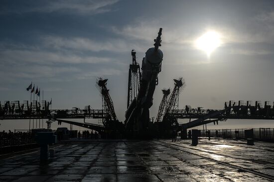 Soyuz-FG carrier rocket with Soyuz MS-08 crewed spacecraft moved to launch pad