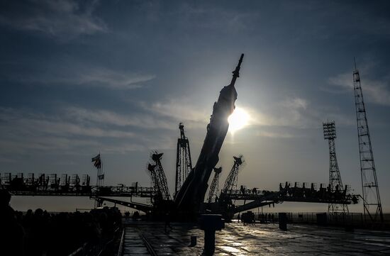 Soyuz-FG carrier rocket with Soyuz MS-08 crewed spacecraft moved to launch pad