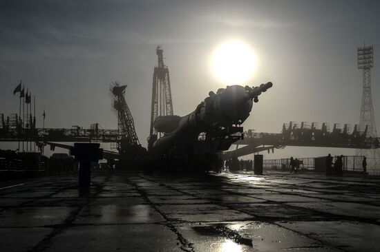 Soyuz-FG carrier rocket with Soyuz MS-08 crewed spacecraft moved to launch pad