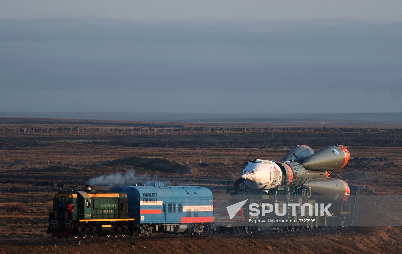 Soyuz-FG carrier rocket with Soyuz MS-08 crewed spacecraft moved to launch pad