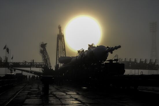 Soyuz-FG carrier rocket with Soyuz MS-08 crewed spacecraft moved to launch pad