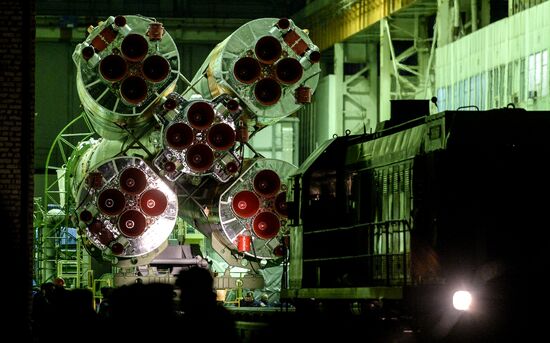 Soyuz-FG carrier rocket with Soyuz MS-08 crewed spacecraft moved to launch pad