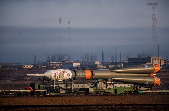 Soyuz-FG carrier rocket with Soyuz MS-08 crewed spacecraft moved to launch pad