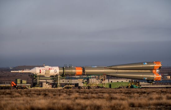 Soyuz-FG carrier rocket with Soyuz MS-08 crewed spacecraft moved to launch pad