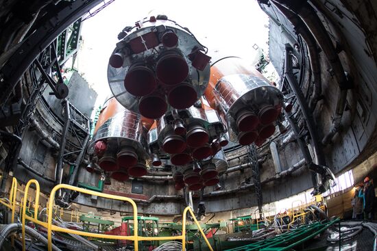 Soyuz-FG carrier rocket with Soyuz MS-08 crewed spacecraft moved to launch pad