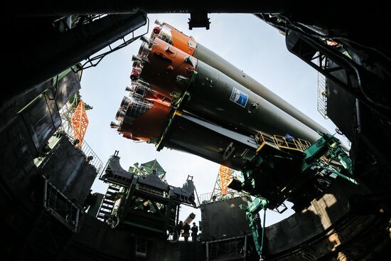 Soyuz-FG carrier rocket with Soyuz MS-08 crewed spacecraft moved to launch pad
