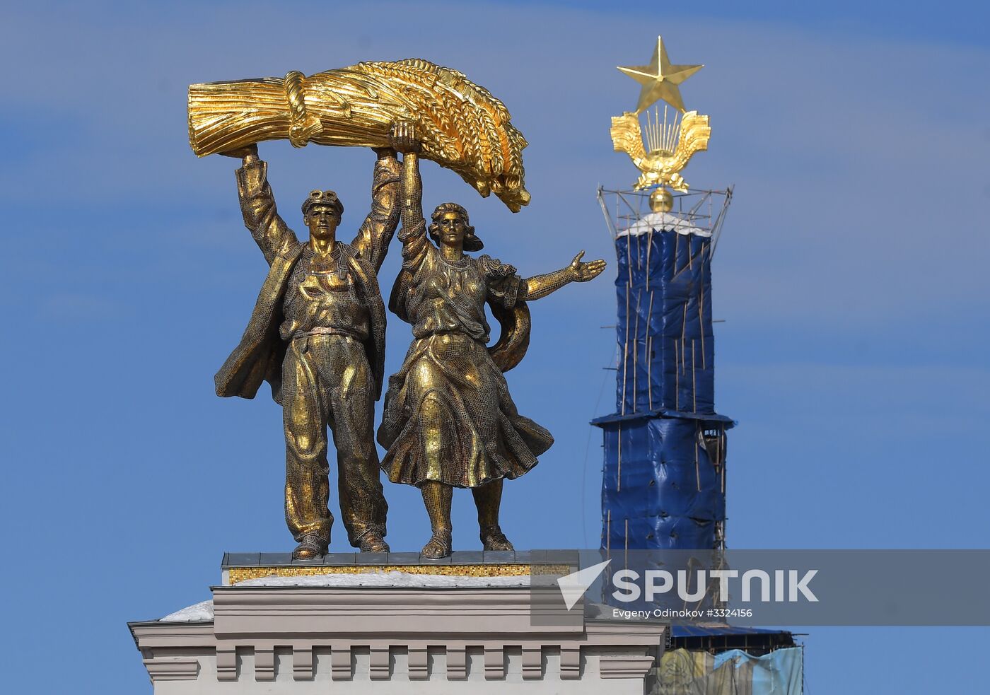 Golden star atop Central Pavilion at VDNKh renovated