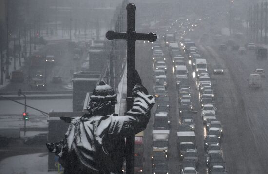Snowfall in Moscow