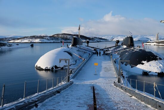 Northern Fleet submarines at Gadzhiyevo naval base in the Murmansk Region