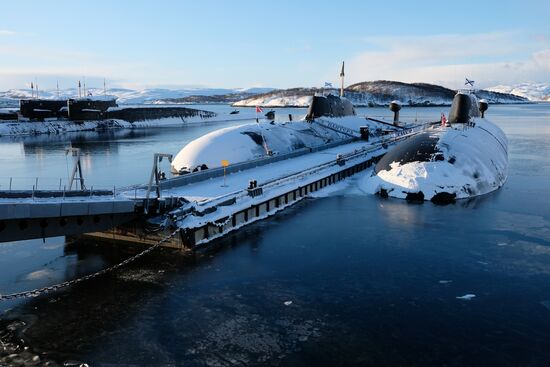 Northern Fleet submarines at Gadzhiyevo naval base in the Murmansk Region