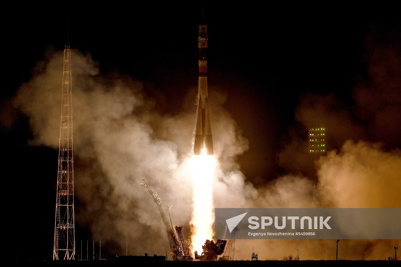 Launch of Soyuz-FG carrier rocket with Soyuz MS-08 spacecraft from Baikonur Space Center