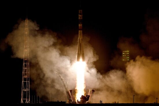 Launch of Soyuz-FG carrier rocket with Soyuz MS-08 spacecraft from Baikonur Space Center