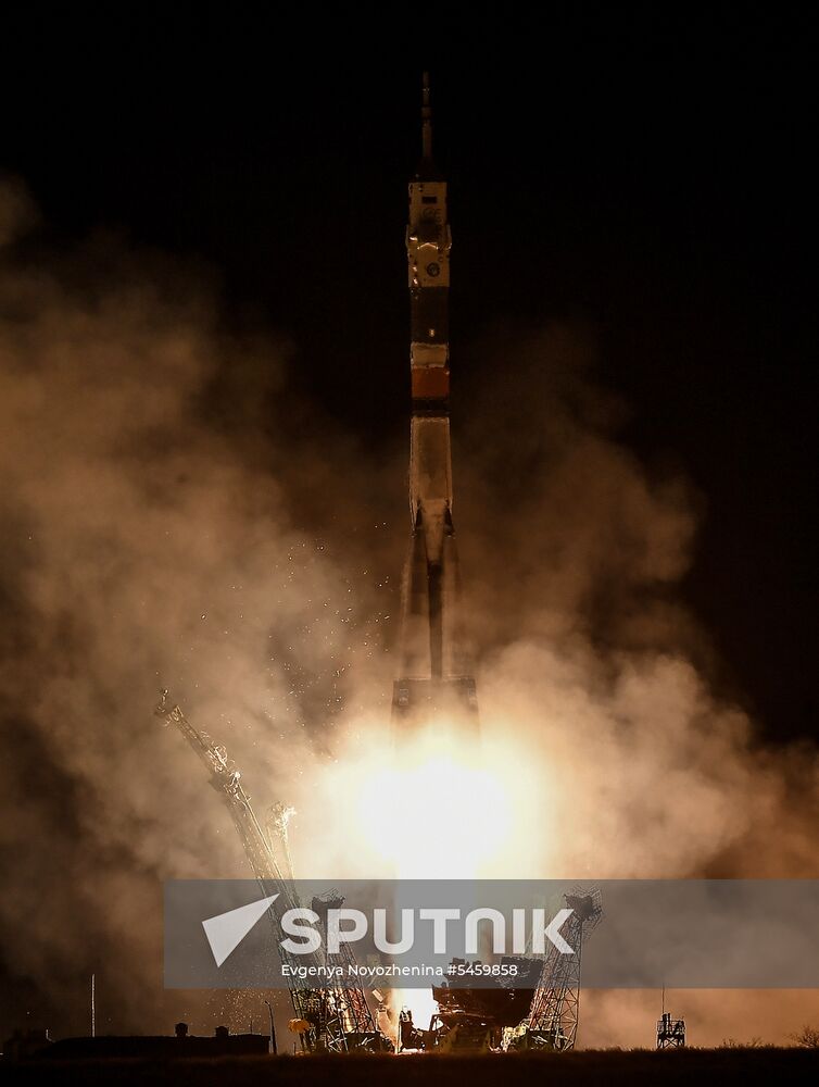 Launch of Soyuz-FG carrier rocket with Soyuz MS-08 spacecraft from Baikonur Space Center