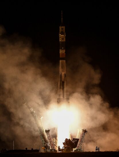 Launch of Soyuz-FG carrier rocket with Soyuz MS-08 spacecraft from Baikonur Space Center