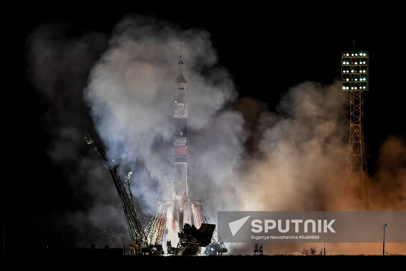 Launch of Soyuz-FG carrier rocket with Soyuz MS-08 spacecraft from Baikonur Space Center
