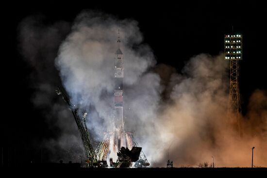 Launch of Soyuz-FG carrier rocket with Soyuz MS-08 spacecraft from Baikonur Space Center