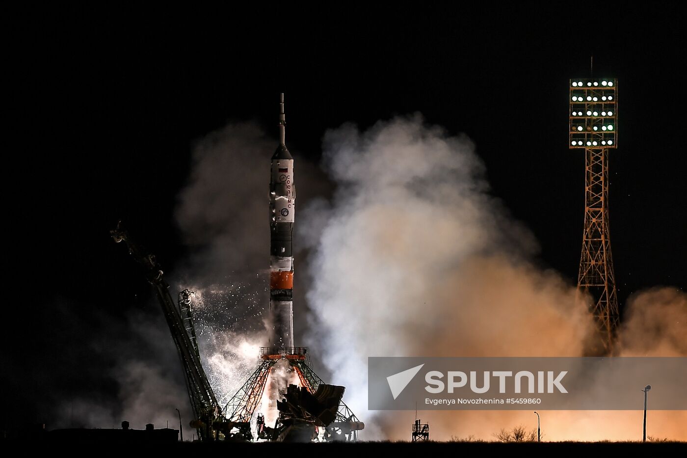 Launch of Soyuz-FG carrier rocket with Soyuz MS-08 spacecraft from Baikonur Space Center