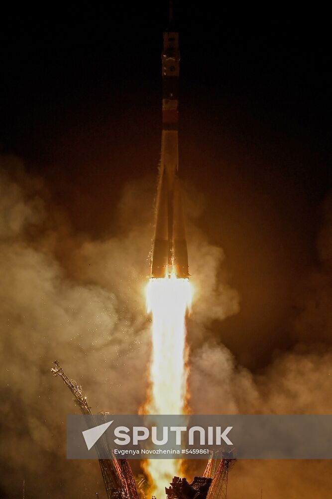 Launch of Soyuz-FG carrier rocket with Soyuz MS-08 spacecraft from Baikonur Space Center