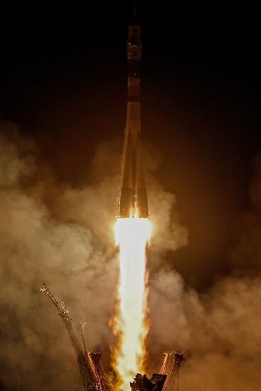 Launch of Soyuz-FG carrier rocket with Soyuz MS-08 spacecraft from Baikonur Space Center