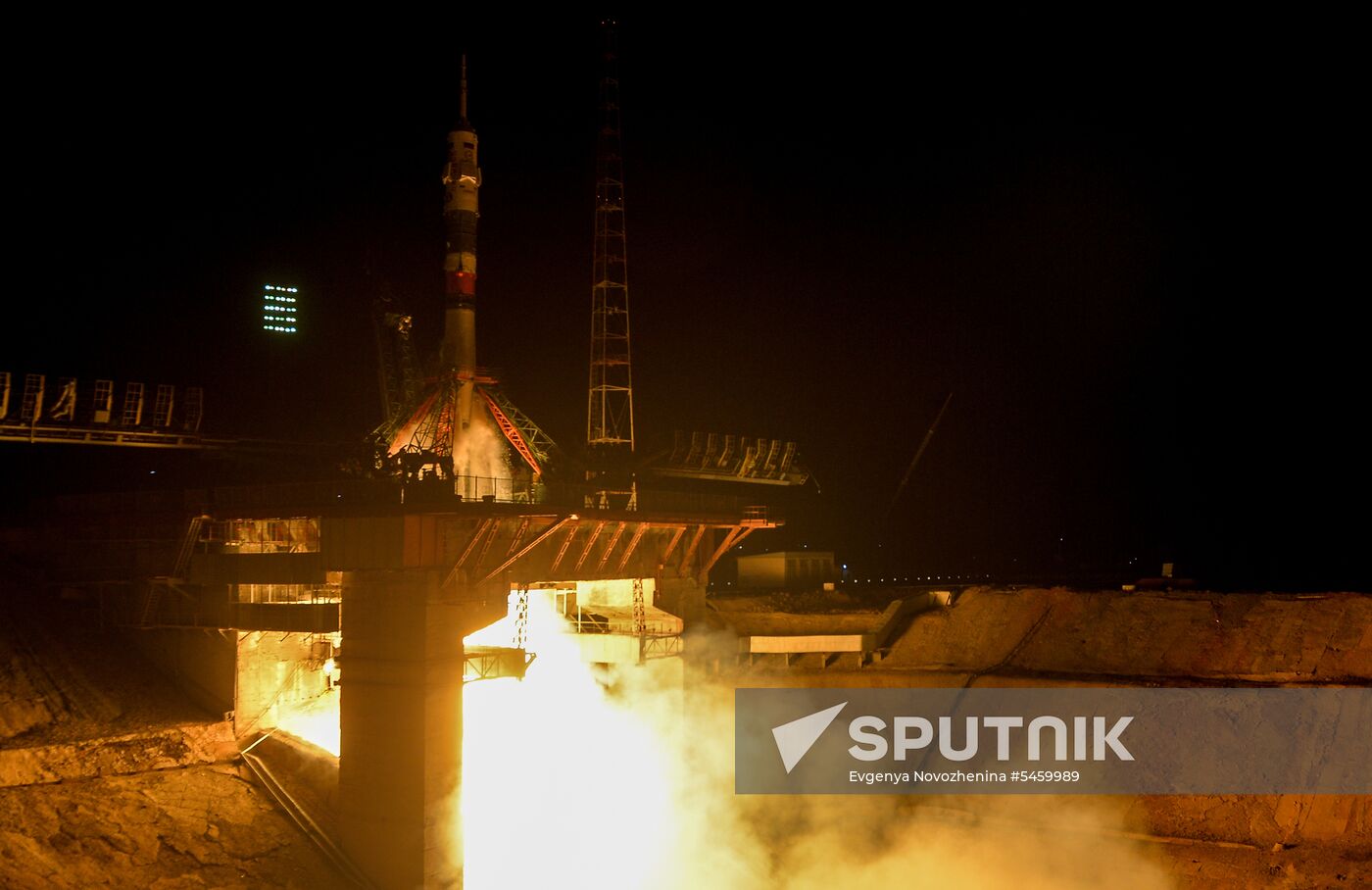 Launch of Soyuz-FG carrier rocket with Soyuz MS-08 spacecraft from Baikonur Space Center