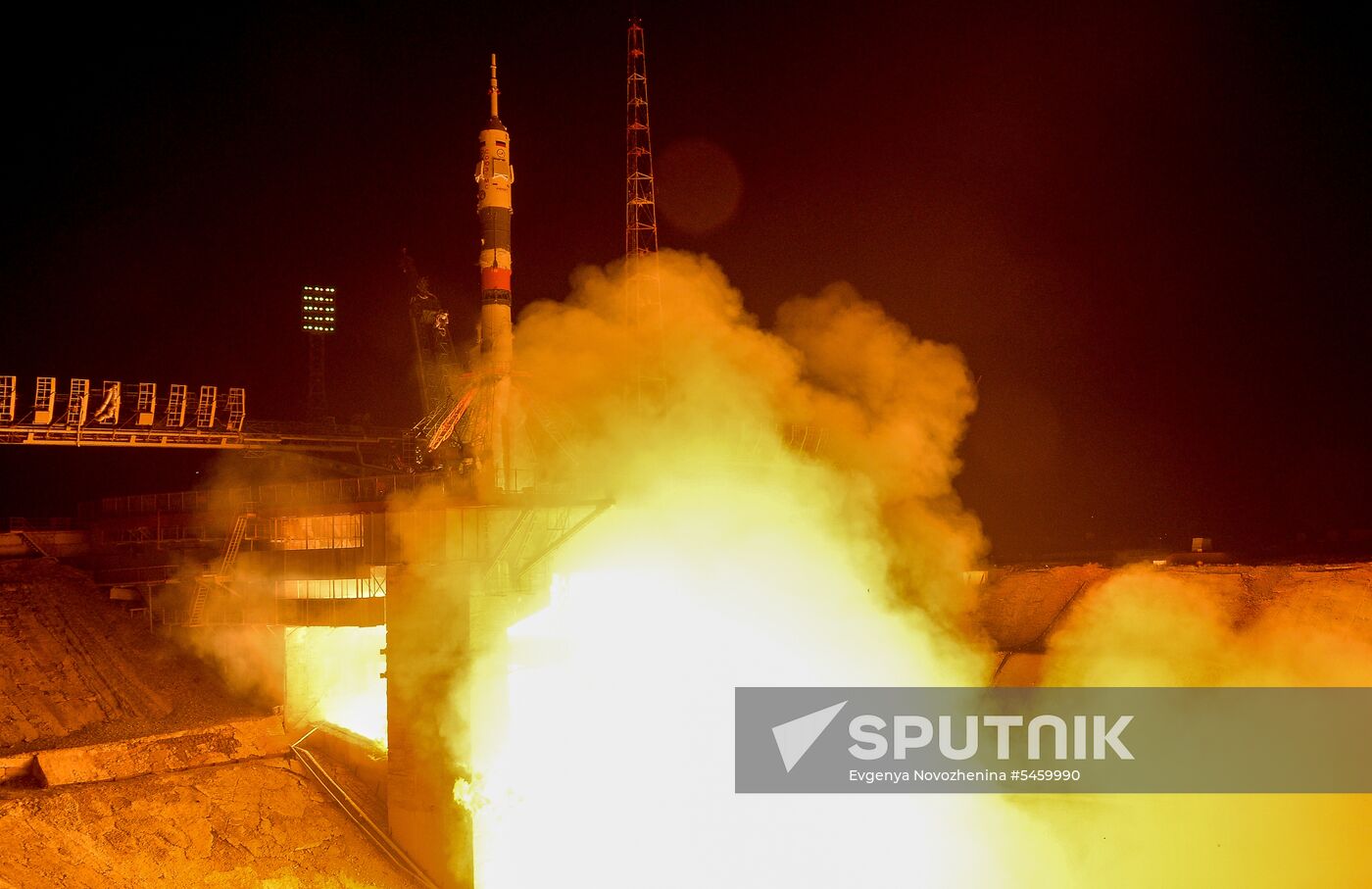 Launch of Soyuz-FG carrier rocket with Soyuz MS-08 spacecraft from Baikonur Space Center