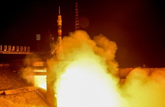 Launch of Soyuz-FG carrier rocket with Soyuz MS-08 spacecraft from Baikonur Space Center