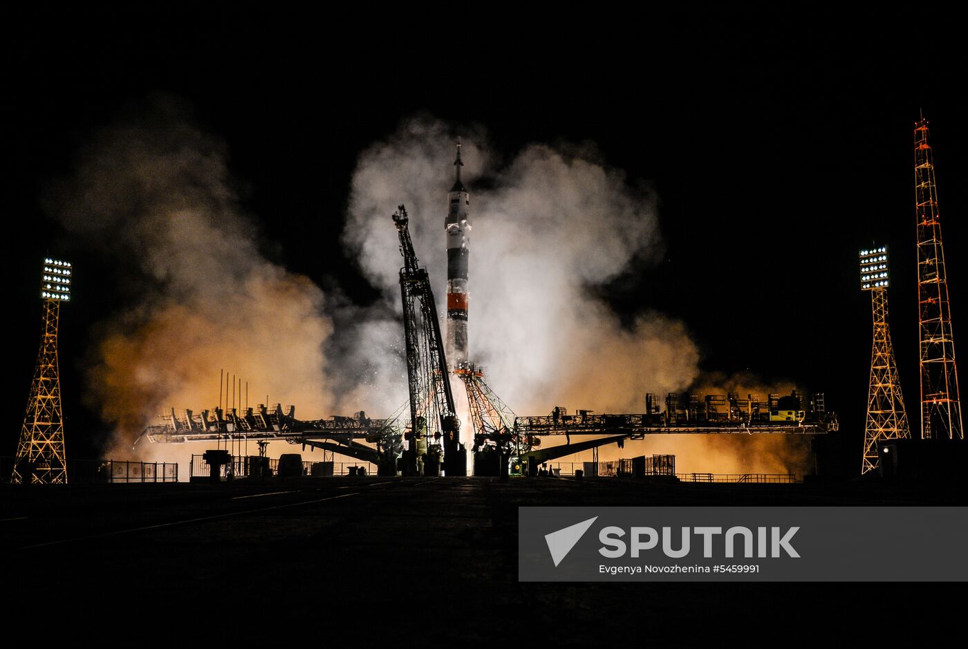 Launch of Soyuz-FG carrier rocket with Soyuz MS-08 spacecraft from Baikonur Space Center