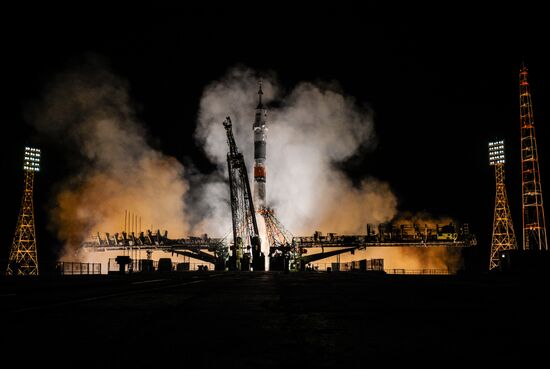 Launch of Soyuz-FG carrier rocket with Soyuz MS-08 spacecraft from Baikonur Space Center