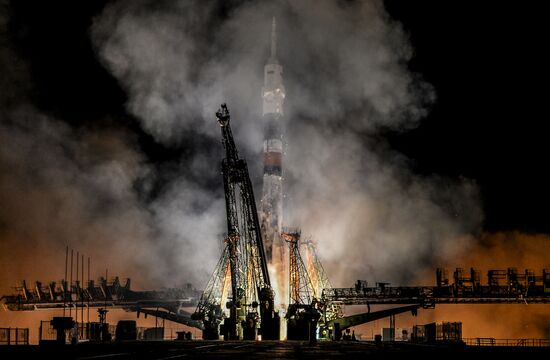 Launch of Soyuz-FG carrier rocket with Soyuz MS-08 spacecraft from Baikonur Space Center