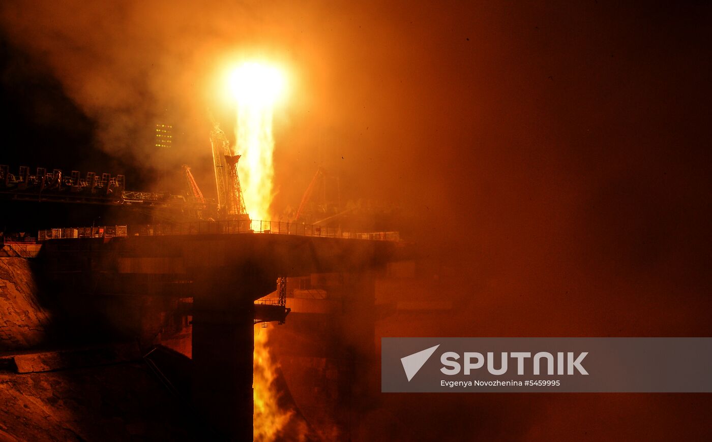 Launch of Soyuz-FG carrier rocket with Soyuz MS-08 spacecraft from Baikonur Space Center
