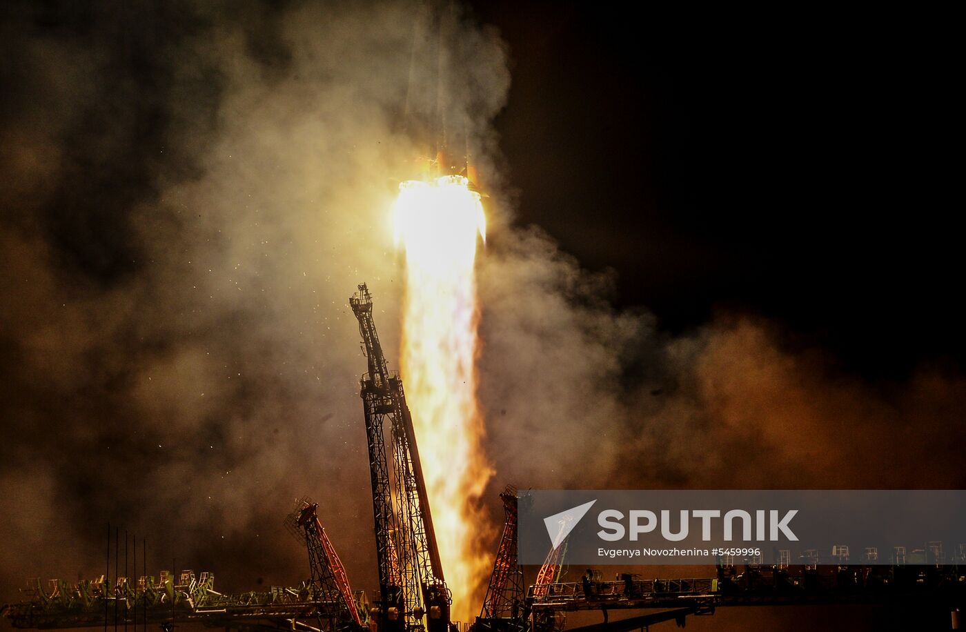 Launch of Soyuz-FG carrier rocket with Soyuz MS-08 spacecraft from Baikonur Space Center